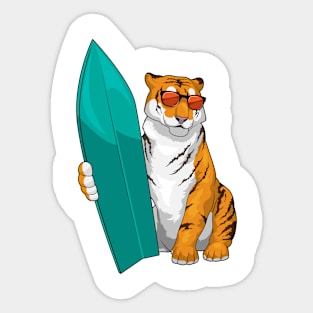 Tiger Surfer Surfboard Sticker